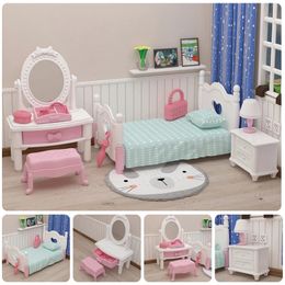 Doll House Accessories Kids Mini Furniture Bedroom Kitchen Bathroom Set Toys Simulation DIY Toy for Girls Gift 231124