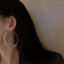 Hoop Earrings FYUAN Fashion Big Round Crystal For Women Bijoux Rhinestone Statement Jewellery Party