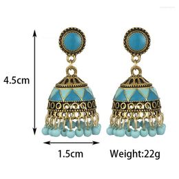 Hoop Earrings 1 Pair Women Bell-Drops Shape Alloy Beads Tassel Retro Classical Earring Jewellery Accessories Gifts