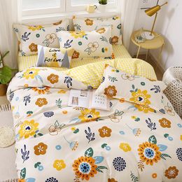 Bedding Sets Home Texile Sheet Pillowcase&duvet Cove Set Duvet Cover Fashion Blue Bed Adult Bedclothes Green Leaf Linens