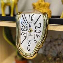 Wall Clocks Surrealistic Table Shelf Desk Fashion Clock Salvador Dali Inspired Funny Decorative Melting272Q