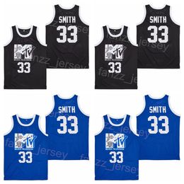 Movie Music Television Jersey Basketball 33 Will Smith MTV First Annual Rock N Jock BBall Retro Sport Pullover Breathable Vintage HipHop College Black Blue Team