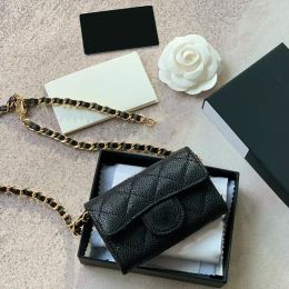 Lambskin/Caviar Waist Wallet Bust Card Holder Bags Gold Matelasse Chain Crossbody Shoulder Luxury Designer Classic Mini Flap Quilted Tiny Van Wholesale Purse
