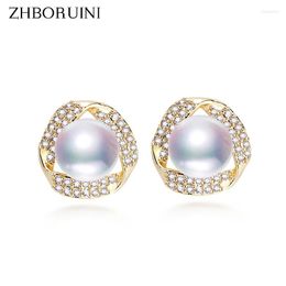Stud Earrings ZHBORUINI Fine Pearl For Women 14k Gold Plating Earring Real Freshwater Wedding Jewellery Gift Accessories