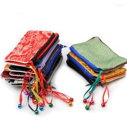 Gift Wrap 10pcs Bells Chinese Silk Brocade Small Zip Purses Jewelry Pouch Handmade Colorful Fabric Bags With Lined