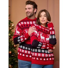 2023 New Autumn and Winter Couple Wear Men's and Women's Elk Jacquard Long Sleeve christmas Sweater