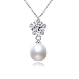 Vintage Pearl Pendant Necklace S925 Silver Micro Set Zircon Flower Necklace Europe Fashion Women Collar Chain Wedding Party High end Jewellery Valentine's Day Gift SPC