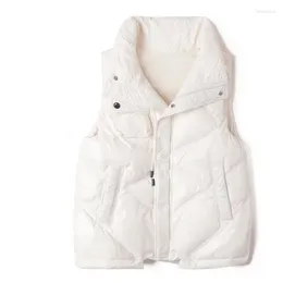 Women's Tanks Down Cotton Waistcoat Women 2024 Autumn Winter Korea Fashion Solid Color Sleeveless Jacket Loose Vest Female Tops M-4XL W095