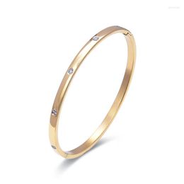 Bangle Fashion Beautiful Lovers Bracelets Woman Stainless Steel Bangles And Cubic Zirconia Golden Jewelry Gifts