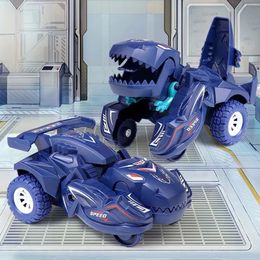 Diecast Model Creative Dinosaur Deformation Car Combined Into One Transformer Models Toys Stunt Vehicles Toy Gifts 231123