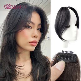 Bangs Synthetic False Bangs Hair Extensions Clip In Middle Part French Natural Fake Fringe Hair Piece for Women Side Bangs Fake hair 231123