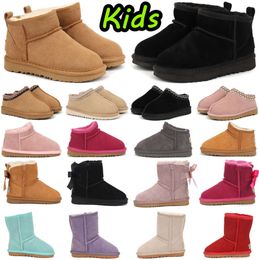 Kids Boots Toddler Child Winter Boot Baby Snow Designer Australia Classic Ultra Mini fur booty Boys Girls Ankle Booties Children Suede boot with Bows Trendy shoes