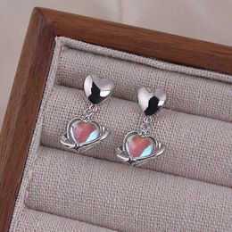 2024 Stud Earrings Fresh And Colorful Moonlight Stone Love Mosquito Incense Plate Ear Clip Metal Versatile Gift Wholesale Sweet cool style personality earrings