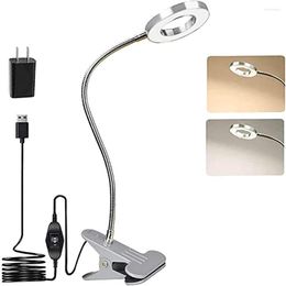 Table Lamps Depuley 6W LED USB Reading Clip Laptop Lamp For Book Piano Bed Headboard Desk Eye-Care 2 Light Color Switchable