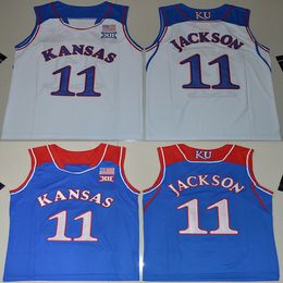 Youth #11 Josh Jackson custom college Kansas Jayhawks jerseys white blue kids boys size Customise american basketball wear stitched jersey mix order