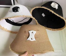 Japanese Trendy Straw Hat Women's Summer Fashion Sun-Proof Basin Hat Seaside Sun-Proof Beach Letter Tassel Straw Hat