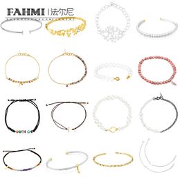 Fahmi Exquisite white gold embellished bear clasp sterling silver virtual garden bear bracelet gold gemstone smoky quartz red crystal gold rainbow brown rope