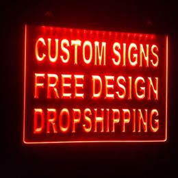 design your own Custom beer LED Neon Light Sign Bar open Drop decor shop crafts led330D