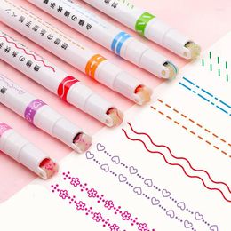 6pcs Hand Copy Spaper Border Pen Outline Art Marker Lace Roller Highlighter Curve/wave/cloud Account Painting