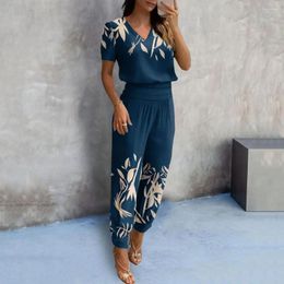 Women's Two Piece Pants 2Pcs/Set Simple Lady Outfit Skin-touching Casual High Waist Butterflies Print Top Loose Long Trousers Cool