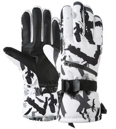 Ski Gloves Winter Snowboard PU Leather Non slip Touch Screen Waterproof Motorcycle Cycling Fleece Warm Snow Unisex 231124