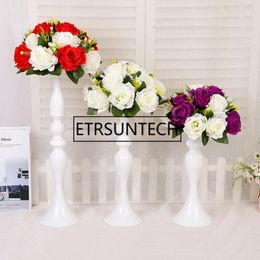 Vases Silver Gold White Candle Holders 50CM/20" Flower Vase Candlestick Wedding Decoration Table Centrepiece Rack Road Lead