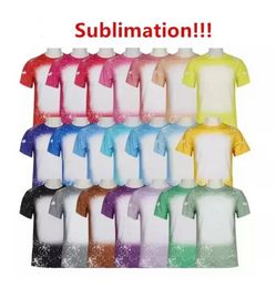 DHL Sublimation party Bleached Shirts Heat Transfer Blank Bleach Shirt Bleached Polyester T-Shirts US Men Women Supplies G0424
