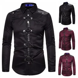 Men's Casual Shirts 2023 Autumn/Winter Dark Main European Edition Foreign Trade Gothic Rivet Long Sleeve Shirt Performance Dress