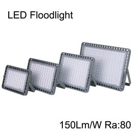 LED Flood Light 100W 200W 300W 400W 150Lm/W Ra80 Ultra-thin Floodlight Street IP67 Waterproof Outdoor Wall Reflector Lighting Garden Square Spotlights oemled