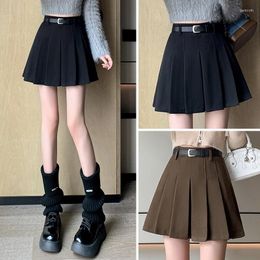 Skirts Woollen Pleated Skirt For Women In Autumn And Winter 2023 Small High Waisted Slimming Versatile Half A-line