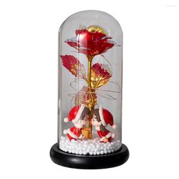 Fiori decorativi Copertura di vetro Copertura di San Valentino Ornamento Ornamento Micro Paesaggio Immortal Rose Regalo Led Luce Luce