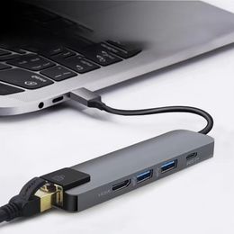 USB C to HDMI+USB3.0+RJ45+PD Adapter 5 in 1 Multi Port Gigabit Lan SUPPORT 4K Aluminium Alloy Dock Hub station