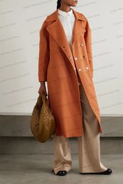 Women' Blends Orange Cashmere Women Overcoat Winter Thick Long Coat Custom Made Side Split Warm Jacket Formal Business Prom Dress Trench 231123