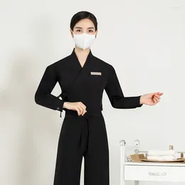 Women's Two Piece Pants Women Beauticians Long Sleeve Beauty Salon Uniforms Suits Sauna Foot Bath Massage Female Technician Workwear Uniform