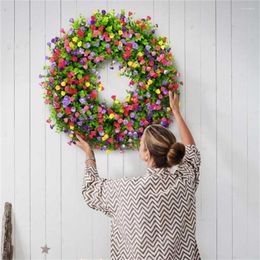 Decorative Flowers Spring Floral Garland Wreath For Home Front Door Wedding Decoration Hanging Ornaments Colourful Artificial Pendant