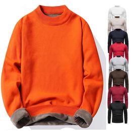 Womens Sweaters Mens Pullover Soft Sweater Winter Velvet Shirts Brand Clothing Knitted Fleece Warm Cold Blouse Slim Fit Bottom 231123
