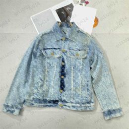 Designer Jacket Brand Classic Logo Jacquard Custom Button Long Sleeve Denim Jackets Striped Raw Edge Trim Pocket Design Drop Shoulder Slim Outerwear Womens Wear