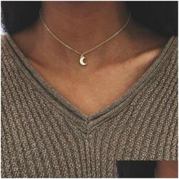 Pendant Necklaces Crescent Moon Pendnat Necklace New Necklaces For Women Girls Fashion Jewelry Drop Delivery Jewelry Necklaces Pendant Dhhmt