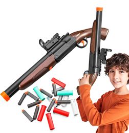 Gun Toys Double Barrel Shotgun Toy EVA Foam Soft Bullet Gun Educational Model Shooting Games for Children HKD230707