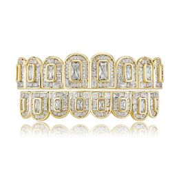 Hip Hop Iced Out Teeth Grillz Gold Silver Color Grills Tooth Jewelry For Men Women Top & Bottom Caps Fashion Jewelry