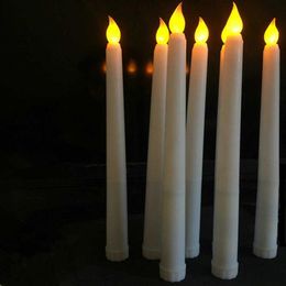 50pcs Led battery operated flickering flameless Ivory taper candle lamp candlestick Xmas wedding table Home Church decor 28cmH S236h