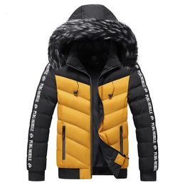 Men's Down Parkas Men Winter Jacket Fur Collar Hooded Thick Warm Cotton Outwear Man Patchwork Parka and Coats Windbreaker Parkas Male M-5XL 231123