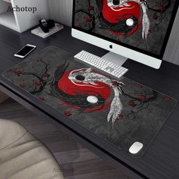 Mouse Pads Wrist Rests Large Tai Chi Fish Mousepad Gamer Cute Kawaii XL Gaming Mouse Pad Rubber Locking Edge Big Laptop Notebook Desk Mat Game Mousepad J230422