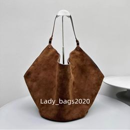 Khaite Large Tote Designer Bag Women 38cm Suede Bag Maxi Handbags Attaches Luxury Crossbody Shopping Beach Small Purse Totes Shoulders Genuine Leather Bags 22cm