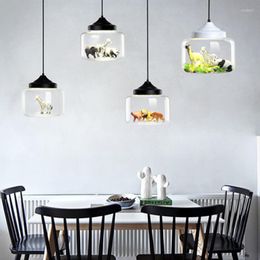 Pendant Lamps Modern Led Lights Glass Built-in A Variety Of Small Animals Panda Tiger Lamp Hanging Light Bedroom Kids Room