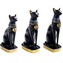 Resin Crafts Exotic Customs Figurine Statue Egyptian Cat Goddess Bastet Statue Home Decoration Gifts Home Vintage Ornaments T200712313