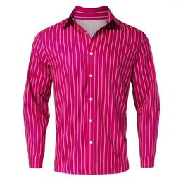 Men's Casual Shirts Business Shirt Fashionable Striped Sleek Lapel Long Sleeve Tops For Streetwear Style Social Dress Club Party