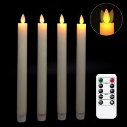 Flameless Candles Flickering Taper Candles Real Wax Flameless Taper Candles Moving Wick LED Candle with Timer and Remote T200108185V