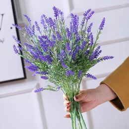 Decorative Flowers 40cm Artificial Purple Lavender Nordic Ins Style Fake Flower Bouquet Wedding Home Decoration Plastic Table