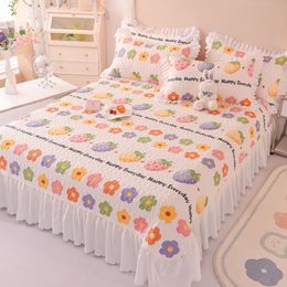 Bed Skirt Korean version of the girl's heart cute bed sheet bed cover lace household thickening four seasons universal quilted bed skirt 230424